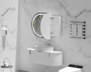 Trade Vanities C-12075CSMWL CARYSIL MYSTIC 1200X750MM MATTE WHITE OVAL LED SHAVING CABINET