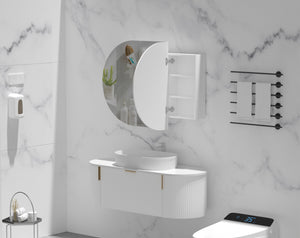 Trade Vanities C-12075CSMW CARYSIL MYSTIC 1200X750MM MATTE WHITE OVAL SHAVING CABINET