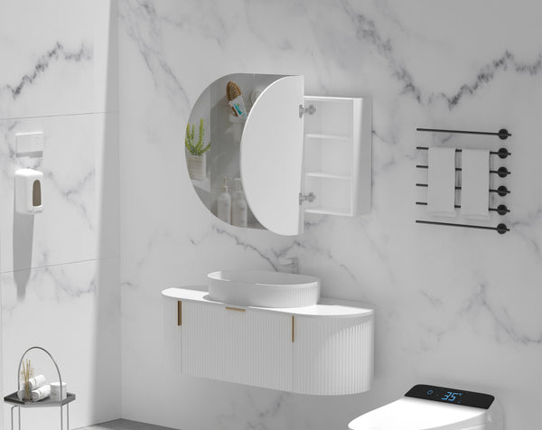 Trade Vanities C-12075CSMW CARYSIL MYSTIC 1200X750MM MATTE WHITE OVAL SHAVING CABINET