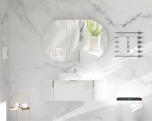 Trade Vanities C-12075CSMW CARYSIL MYSTIC 1200X750MM MATTE WHITE OVAL SHAVING CABINET