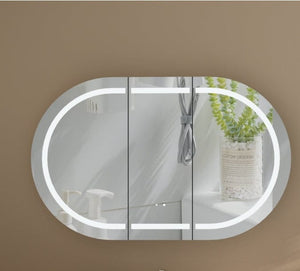 Trade Vanities C-12075CSWAL CARYSIL MYSTIC 1200 X 750MM WALNUT OVAL LED SHAVING CABINET