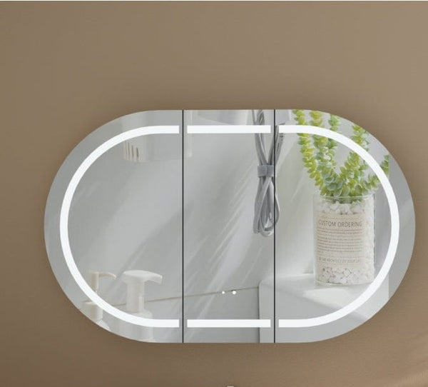 Trade Vanities C-12075CSWAL CARYSIL MYSTIC 1200 X 750MM WALNUT OVAL LED SHAVING CABINET