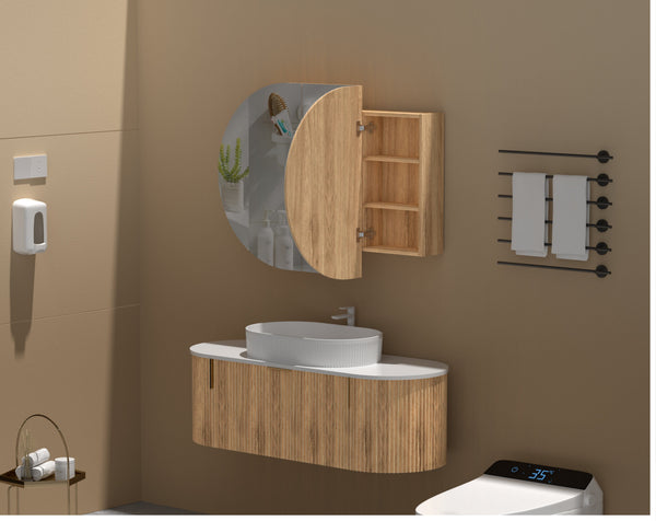Trade Vanities C-12075CSWA CARYSIL MYSTIC 1200X750MM WALNUT OVAL SHAVING CABINET