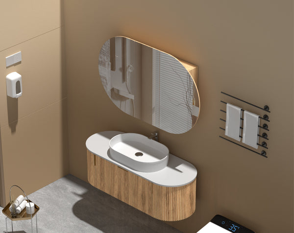 Trade Vanities C-12075CSWA CARYSIL MYSTIC 1200X750MM WALNUT OVAL SHAVING CABINET