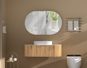 Trade Vanities C-12075CSWA CARYSIL MYSTIC 1200X750MM WALNUT OVAL SHAVING CABINET