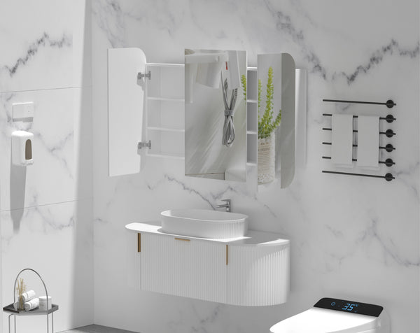Trade Vanities C-12080RSMW CARYSIL 1200X800MM GRAND MATTE WHITE SHAVING CABINET