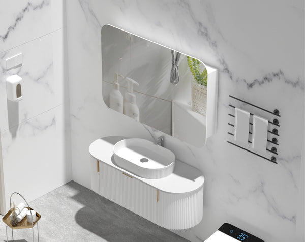 Trade Vanities C-12080RSMW CARYSIL 1200X800MM GRAND MATTE WHITE SHAVING CABINET