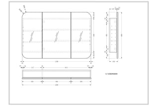 Trade Vanities C-12080RSMW CARYSIL 1200X800MM GRAND MATTE WHITE SHAVING CABINET