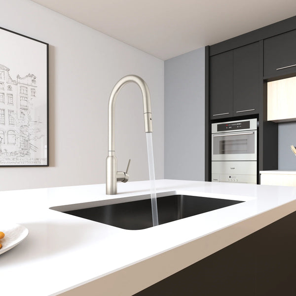 C-3RKMBN Navona Carysil Round Brushed Nickel Pull Out Kitchen Mixer