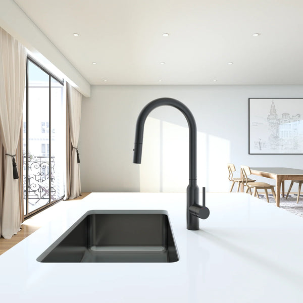 C-3RKMB Navona Carysil Round Matte Black Pull Out Kitchen Mixer