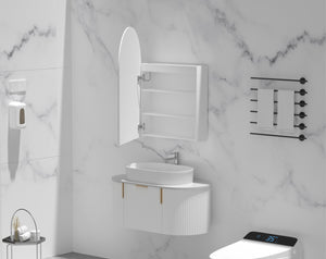 Trade Vanities C-6090ASMWL CARYSIL IMPERIAL 600X900MM MATTE WHITE ARCH LED SHAVING CABINET