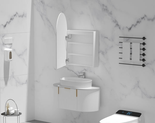 Trade Vanities C-6090ASMWL CARYSIL IMPERIAL 600X900MM MATTE WHITE ARCH LED SHAVING CABINET