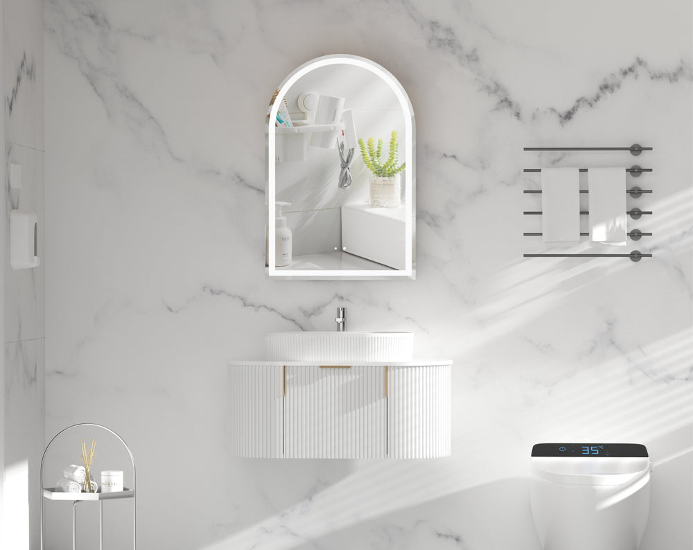 C-6090ASMWL CARYSIL IMPERIAL 600X900MM MATTE WHITE ARCH LED SHAVING CABINET