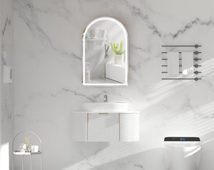 Trade Vanities C-6090ASMWL CARYSIL IMPERIAL 600X900MM MATTE WHITE ARCH LED SHAVING CABINET