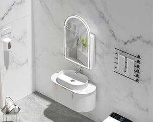 Trade Vanities C-6090ASMWL CARYSIL IMPERIAL 600X900MM MATTE WHITE ARCH LED SHAVING CABINET