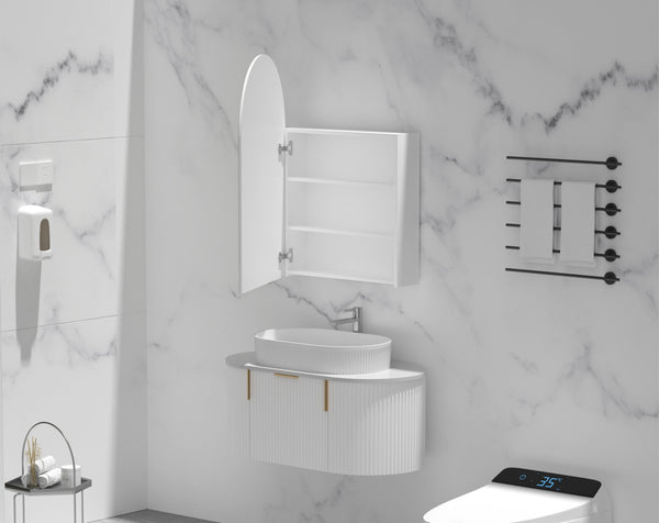 Trade Vanities C-6090ASMW CARYSIL IMPERIAL 600X900MM MATTE WHITE ARCH SHAVING CABINET
