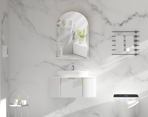Trade Vanities C-6090ASMW CARYSIL IMPERIAL 600X900MM MATTE WHITE ARCH SHAVING CABINET