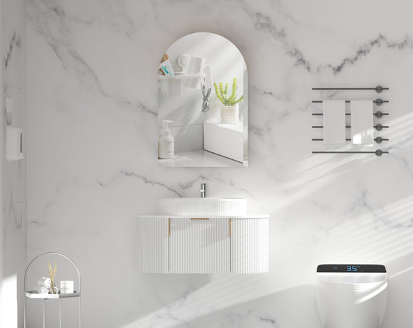 Trade Vanities C-6090ASMW CARYSIL IMPERIAL 600X900MM MATTE WHITE ARCH SHAVING CABINET