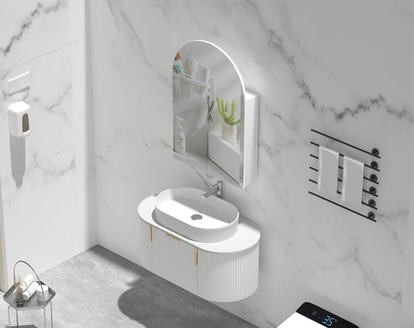 Trade Vanities C-6090ASMW CARYSIL IMPERIAL 600X900MM MATTE WHITE ARCH SHAVING CABINET