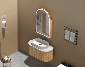 Trade Vanities C-6090ASWAL CARYSIL IMPERIAL 600X900MM WALNUT ARCH LED SHAVING CABINET