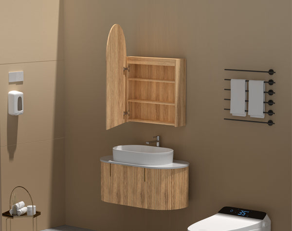Trade Vanities C-6090ASWA CARYSIL IMPERIAL 600 X900MM WALNUT ARCH SHAVING CABINET