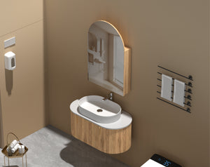 Trade Vanities C-6090ASWA CARYSIL IMPERIAL 600 X900MM WALNUT ARCH SHAVING CABINET