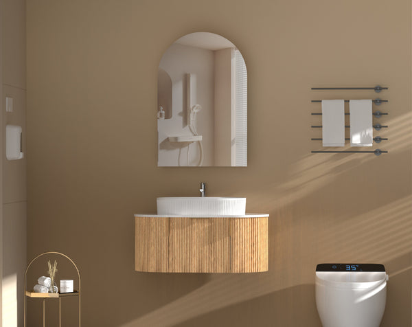 Trade Vanities C-6090ASWA CARYSIL IMPERIAL 600 X900MM WALNUT ARCH SHAVING CABINET