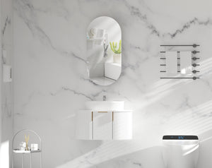 Trade Vanities C-4590OSMW CARYSIL NOBLE 450X900MM MATTE WHITE OVAL SHAVING CABINET