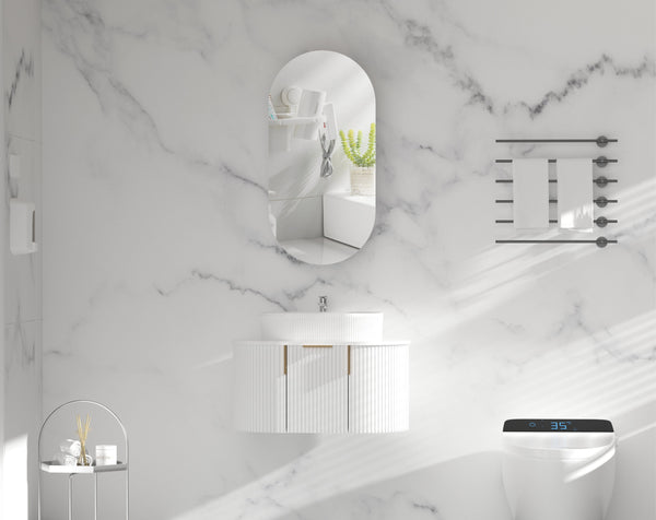 Trade Vanities C-4590OSMW CARYSIL NOBLE 450X900MM MATTE WHITE OVAL SHAVING CABINET