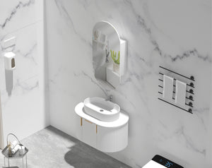 Trade Vanities C-4590OSMW CARYSIL NOBLE 450X900MM MATTE WHITE OVAL SHAVING CABINET