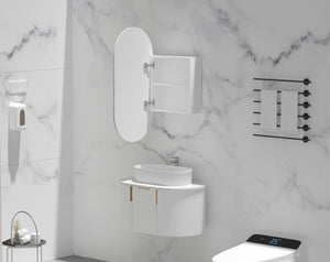Trade Vanities C-4590OSMW CARYSIL NOBLE 450X900MM MATTE WHITE OVAL SHAVING CABINET
