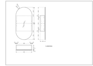 Trade Vanities C-4590OSMW CARYSIL NOBLE 450X900MM MATTE WHITE OVAL SHAVING CABINET