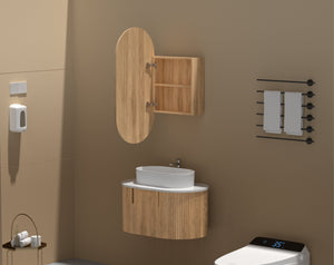 Trade Vanities C-4590OSWA CARYSIL NOBLE 450X900MM WALNUT OVAL SHAVING CABINET