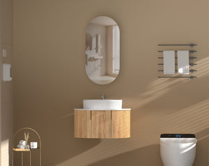 Trade Vanities C-4590OSWA CARYSIL NOBLE 450X900MM WALNUT OVAL SHAVING CABINET