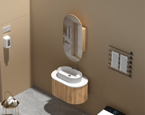 Trade Vanities C-4590OSWA CARYSIL NOBLE 450X900MM WALNUT OVAL SHAVING CABINET