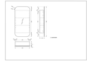 Trade Vanities C-4590RSMW CARYSIL EARLS 450X900MM MATTE WHITE SQUIRCLE SHAVING CABINET