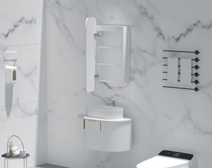 Trade Vanities C-4590RSMWL CARYSIL EARLS 450X900MM MATTE WHITE SQUIRCLE LED SHAVING CABINET