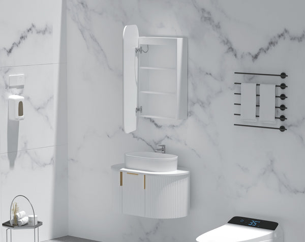 Trade Vanities C-4590RSMWL CARYSIL EARLS 450X900MM MATTE WHITE SQUIRCLE LED SHAVING CABINET
