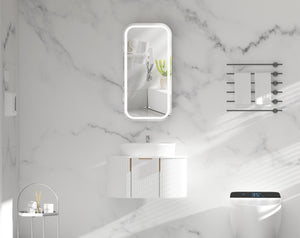 Trade Vanities C-4590RSMWL CARYSIL EARLS 450X900MM MATTE WHITE SQUIRCLE LED SHAVING CABINET