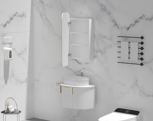 Trade Vanities C-4590RSMW CARYSIL EARLS 450X900MM MATTE WHITE SQUIRCLE SHAVING CABINET