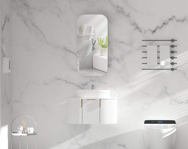 Trade Vanities C-4590RSMW CARYSIL EARLS 450X900MM MATTE WHITE SQUIRCLE SHAVING CABINET