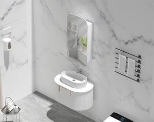Trade Vanities C-4590RSMW CARYSIL EARLS 450X900MM MATTE WHITE SQUIRCLE SHAVING CABINET