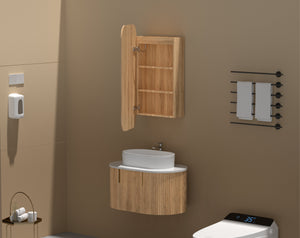 Trade Vanities C-4590RSWAL CARYSIL EARLS 450X900MM WALNUT SQUIRCLE LED SHAVING CABINET