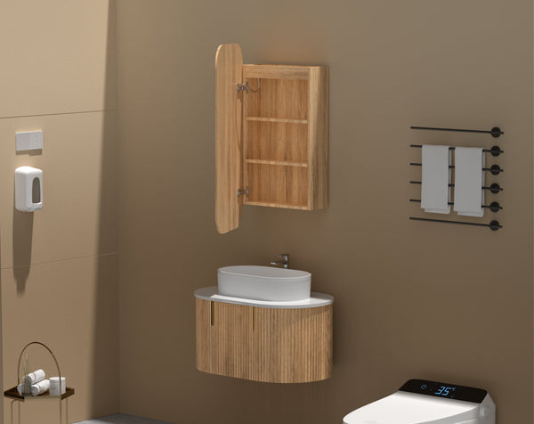 Trade Vanities C-4590RSWAL CARYSIL EARLS 450X900MM WALNUT SQUIRCLE LED SHAVING CABINET