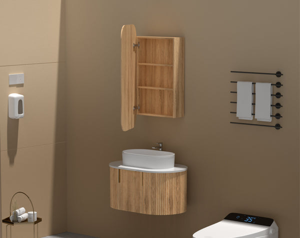 Trade Vanities C-4590RSWA CARYSIL EARLS 450X900MM WALNUT SQUIRCLE SHAVING CABINET