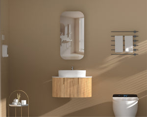 Trade Vanities C-4590RSWA CARYSIL EARLS 450X900MM WALNUT SQUIRCLE SHAVING CABINET