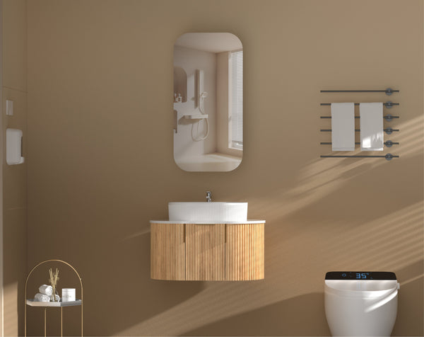 Trade Vanities C-4590RSWA CARYSIL EARLS 450X900MM WALNUT SQUIRCLE SHAVING CABINET