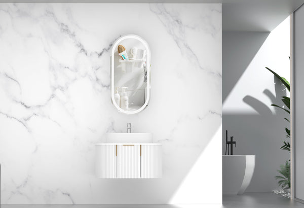 Trade Vanities CARYSIL 750mm Fluted Wall Hung Vanity 750 x 469 x 412mm