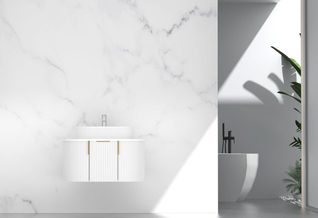 CARYSIL 750mm Fluted Wall Hung Vanity 750 x 469 x 412mm