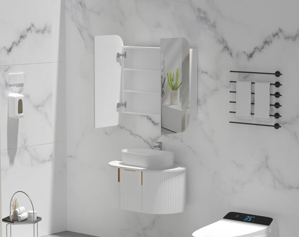 Trade Vanities C-7580RSMW CARYSIL 750X800MM GRAND MATTE WHITE SHAVING CABINET